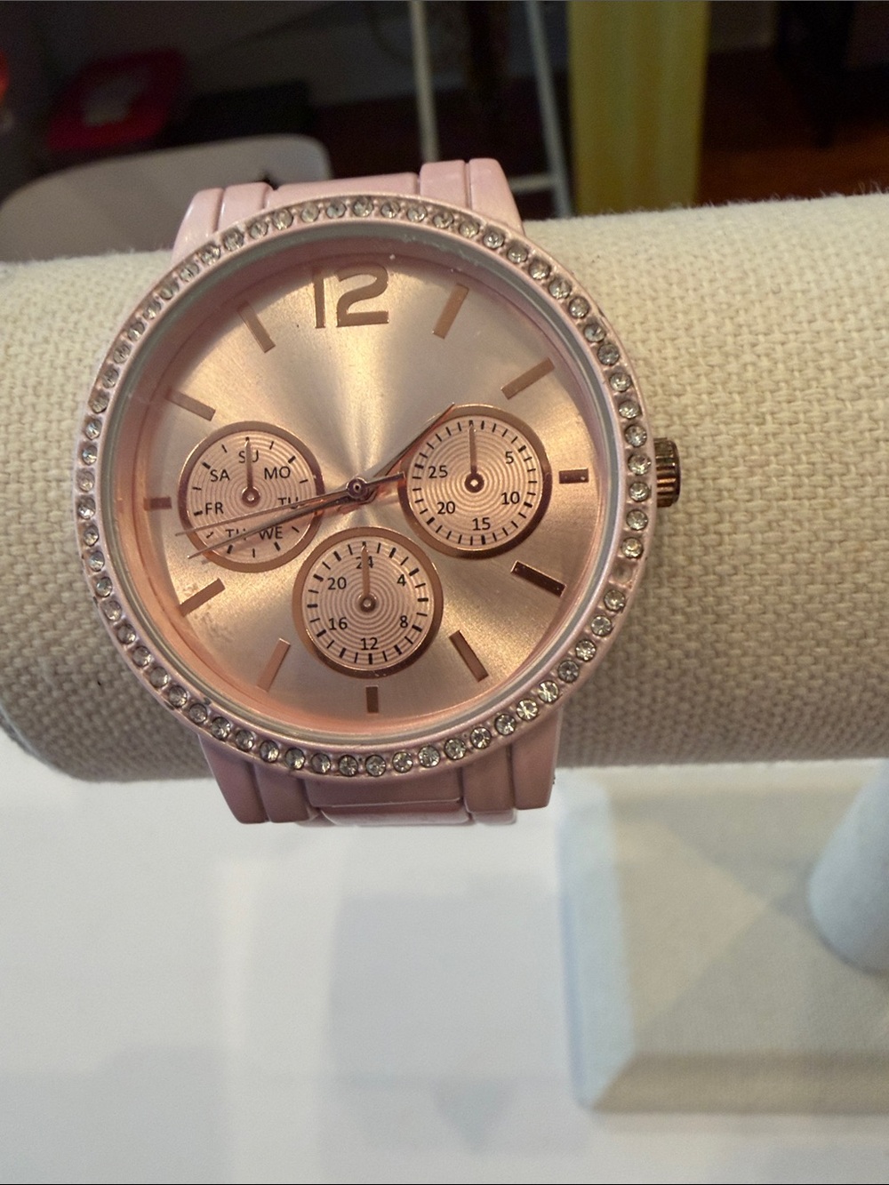Women's Rose Gold-Tone Fashion Watch with Crystal Bezel